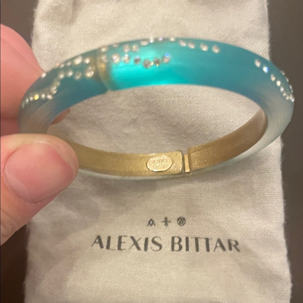 Alexis Bittar Teal and Gold Bangle